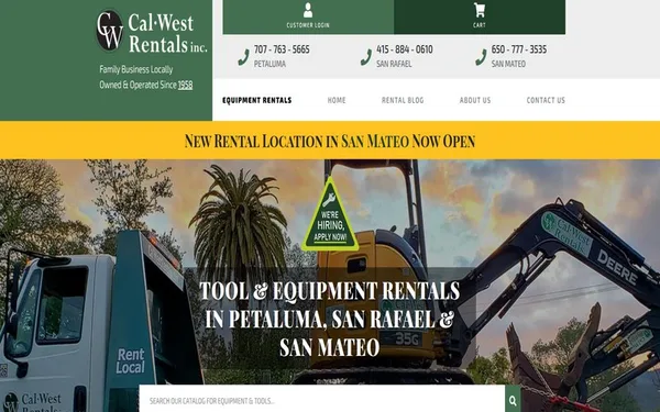 Screenshot of Cal-West Rentals website