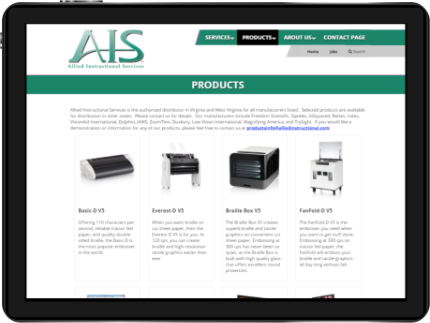 Allied Instructional Website Design on Tablet